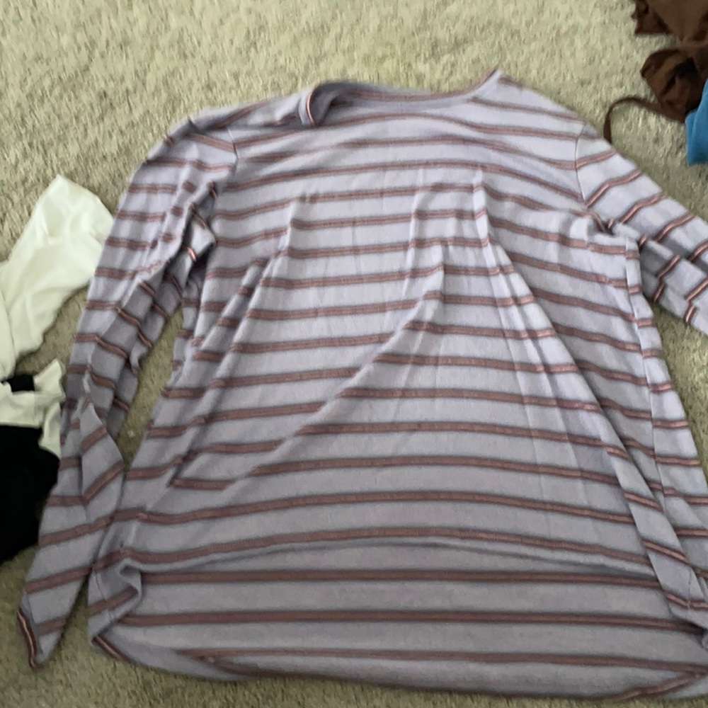 purple long sleeve striped top